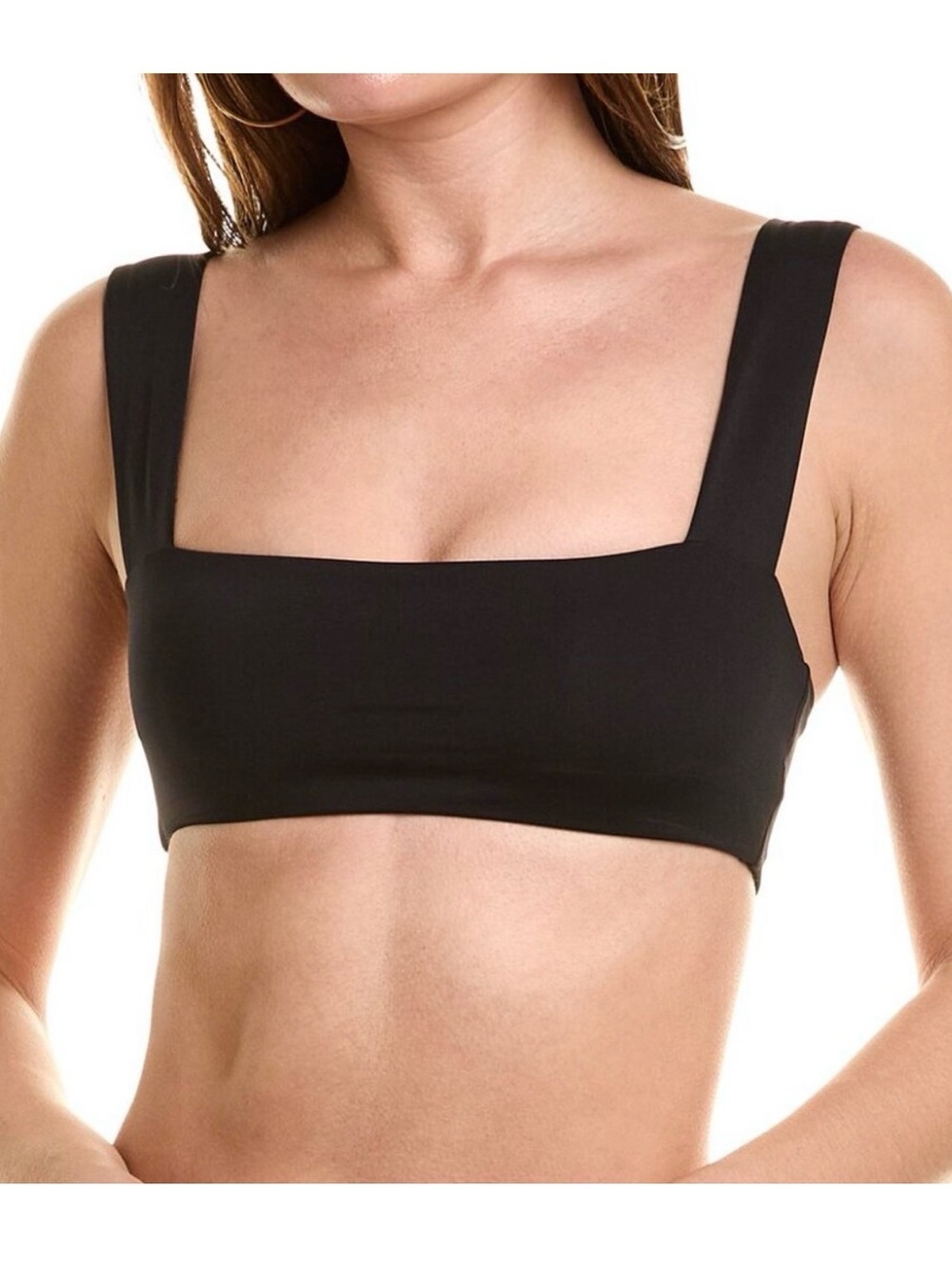 We Wore What black bandeau bikini top. Size L. NWT